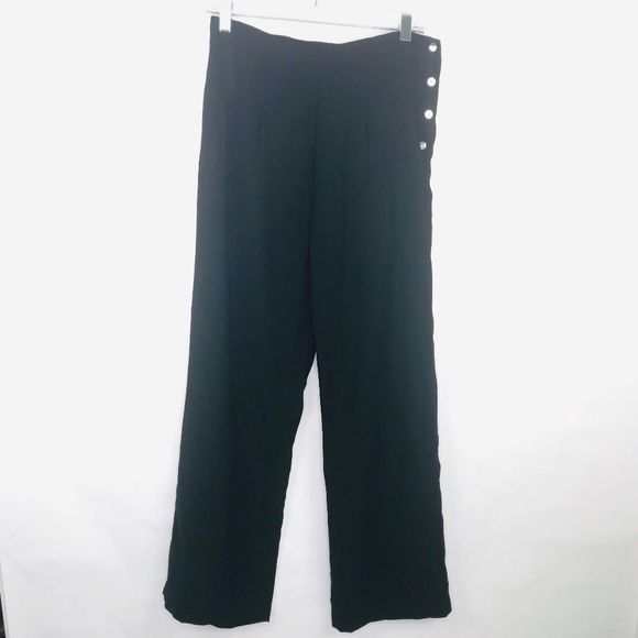 Forever 21 Black Pant with Silver Side Snap - Picture 1 of 6